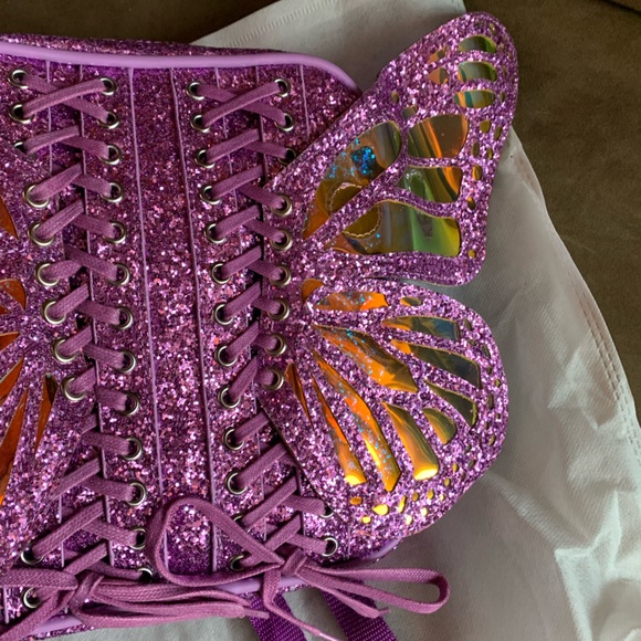 NEW Dolls Kill x Club Exx Violet Metamorphic Glitter
Backpack Shoulder Bag Purse - Picture 5 of 16